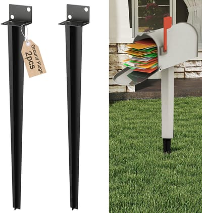 Set van 2 paalsteunen voor houten palen 60 x 700 mm Slaghulp voor grondhuls Slaghuls met lange punt voor hekken en tuinprojecten Slaggrondhuls Grondhuls zwart