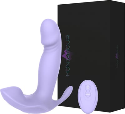 MontAmour Syra – Roterende Vibrator voor Vrouwen – G-Spot & Clitoris Stimulator – 10 Rotatie- & 10 Vibratiestanden – Dildo Vibrator – Met Afstandsbediening – Oplaadbaar – Waterdicht – Siliconen – Sex Toys voor Vrouwen- veilig geen wifi - Lila - Paars