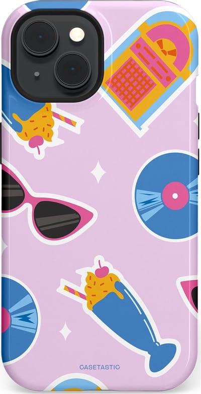 Casetastic Hoesje Geschikt voor Apple iPhone 15 Magsafe - Stijlvolle Beschermende Duo-layer Case - Jukebox vibes