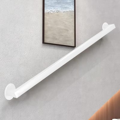 Witte trapleuning - Wandbeugel greeplijst - Veilige ondersteuning - Smeedijzeren constructie - 80 cm lengte - Wit