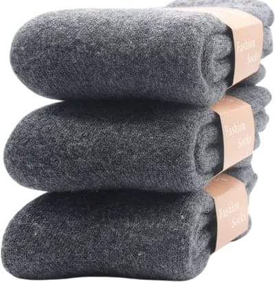 1 Paar Sokken Unisex van Kunstmatige Wol – Dikke Warme Winter- en Herfst Sokken voor Heren en Dames, Lange Fleece Sokken, Koudbestendig, Comfortabel en Perfect Cadeau-Grijs