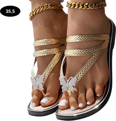 Livano Slippers Dames - Teenslippers - Flip Flops - Comfortabel - Zomer - Goud - Maat 35.5