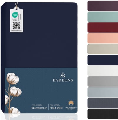BARBONS hoeslaken 90x200 - hoeslakens Jersey 145 g/m² - 100% katoen - marineblauw