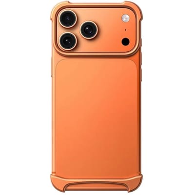 Luxe Oranje Schild Mat Randloos Telefoonhoesje Voor iPhone 17 Pro Max 17 Pro Metalen Knoppen Huidgevoel Schokbestendige Cover For iPhone 17Pro