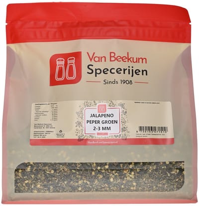 Van Beekum Specerijen - Jalapeno Peper Groen 2-3 mm - 800 Gram (hersluitbare stazak)