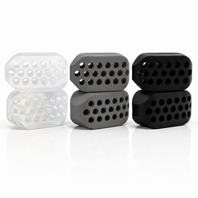 Zwart wit grijs kaak trainer mond trainer unisex kaak oefenaar set met opbergdoos 6 stuks siliconen mond trainer met ventilatie gaten kaaklijn oefenaar verschillende weerstand niveaus