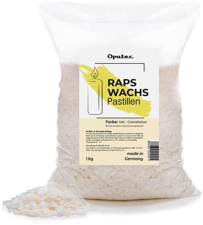Oputec 1kg rapswas pastilles | kaarsenwas crème | gietwas natuurlijk | zelf kaarsen maken | smeltpunt 62–65°C | made in Germany