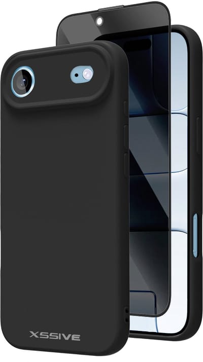 Xssive - Hoesje + Privacy Screenprotector - Geschikt voor iPhone Air - Siliconen Back Cover - Prive Beschermglas - Zwart