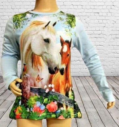 Paarden shirt lange mouwen 2 (86/92)
