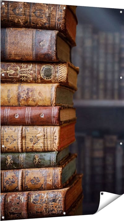 Gards Tuinposter Oude Historische Boeken - Retro - 100x150 cm - Tuindoek - Tuindecoratie - Wanddecoratie buiten - Tuinschilderij