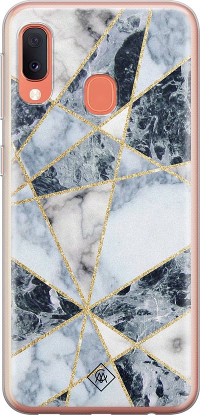 Casimoda® hoesje - Geschikt voor Samsung A20e - Marmer Blauw - Backcover - Siliconen/TPU - Multi