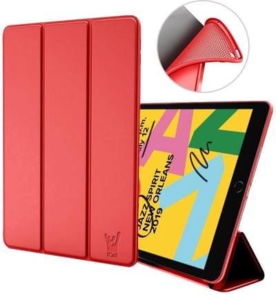 Hoes geschikt voor iPad 2019 / 2020 / 2021 10.2 inch - Trifold Book Case Kunstleer Tablet Hoesje Rood