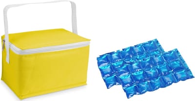 Kleine koeltas voor lunch geel met 2 stuks flexibele koelelementen 3.5 liter
