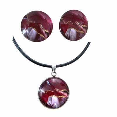 2-Delige Burberie set-2 cm-Ketting-Clip Oorbellen- Charme Bijoux
