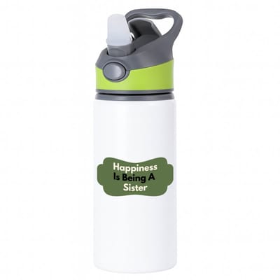 Hacebo® - happiness is being a sister waterfles met rietje groen - Zus - de liefste zus - verjaardag - cadeautje voor zus - zus artikelen - kado - geschenk - water fles - 650ML