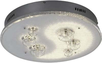 Plafondlamp Woonkamerlamp Eetkamerlamp, afstandsbediening Kleuren fixeerbaar Stapschakelaar, chroom globes, G4 stopcontacten, DxH 43x12cm