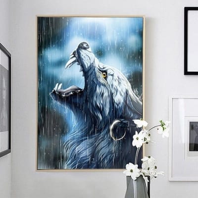 Diamant loup 5D bricolage diamant peinture Animal diamant broderie point de croix Kit 20X30CM gray