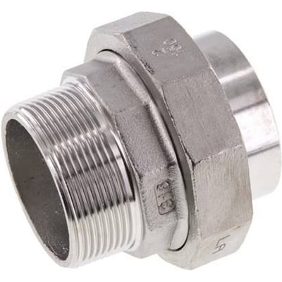 Rechte Koppeling R2" Buitendraad X 60.3mm Laseind RVS Vlakke Afdichting PTFE 16bar