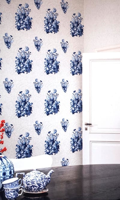 blauw bloemen behang dutch masters 17805