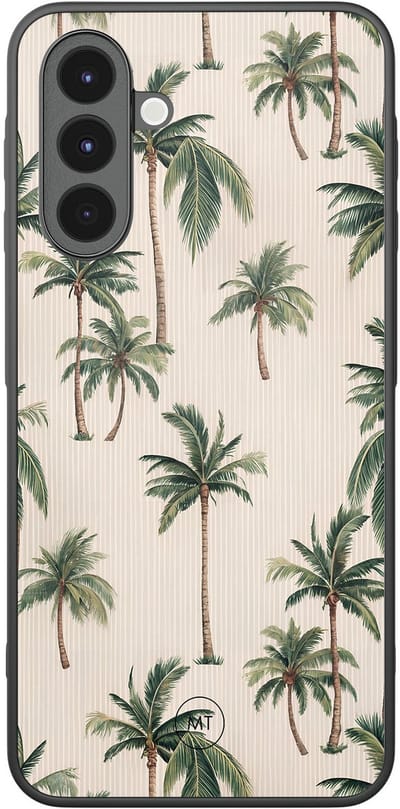 Hoesje geschikt voor Samsung Galaxy A16 - Palmbomen print - TPU Hard Case Backcover - Beige - Mooie Telefoonhoesjes