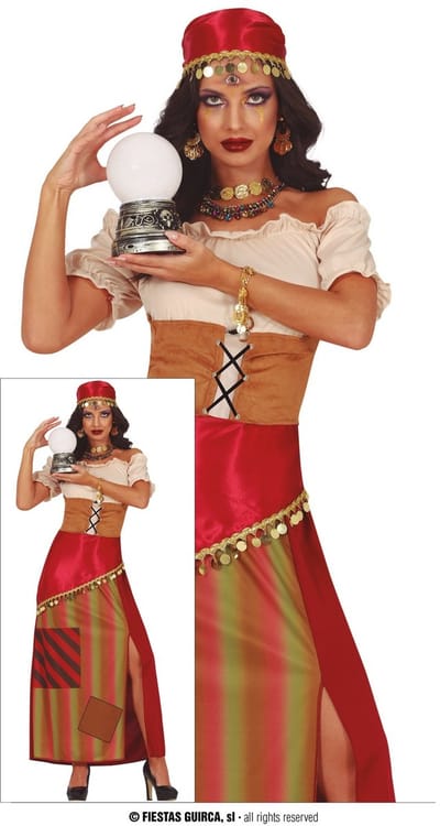 Fiestas Guirca - Dames jurk tarot reader - maat M (38-40) - Carnavalskleding - Carnaval - carnavalskleding 2027 - Carnaval kostuum