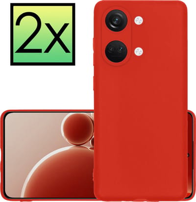 Hoesje - 2 Stuks - Geschikt voor OnePlus Nord 3 - Sterk & Shockproof - Case Siliconen - Back Cover - Telefoon Hoes - Rood