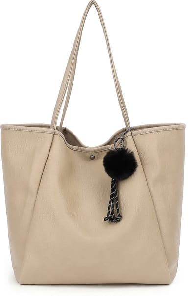 TAN.TOMI Dames Handtassen – Dames Tas Shopper – Grote Shopper Schoudertas – Lichtgewicht & Ruim - Beige