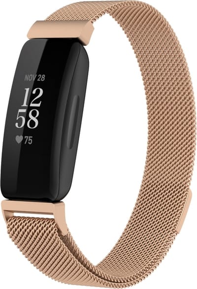 By Qubix - Compatible Fitbit bandje - Geschikt voor Fitbit Inspire 2 & Ace 3 Milanese bandje - Maat: Small - Champagne Goud Smartwatchbandje bandje Armband Polsband Strap Band Watchband