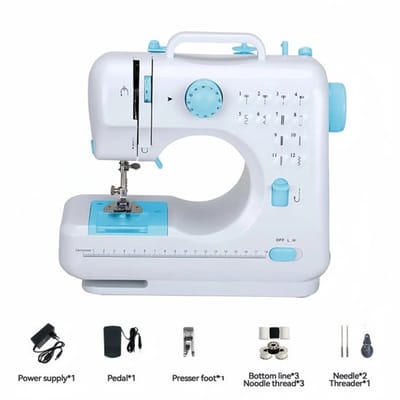 Jurrys Naaimachine - Elektrisch - 12 Steken - Dubbele draad - 220V - Naaiset - Draagbaar - Garenhouder - 505A mini -