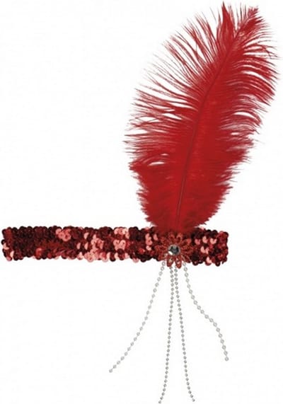 hoofdband Flapper dames one size rood