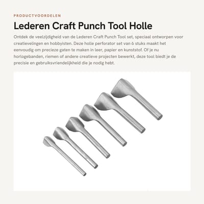 Dailygoods- Perforator V-vorm - Lederen Perforator - Holle Punch Set - 6 Stuks - Geschikt voor Papier/Stof - Kwaliteitsborging - Pons