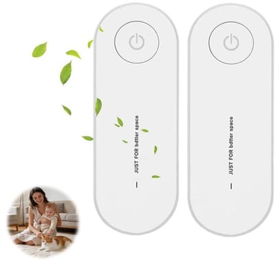 Ion Luchtreiniger - Mini negatieve ionen luchtreiniger - Compact en draagbaar - Set van 2 - Verwijdert 99,97% van huisdiergeuren, rook en stof - Geschikt voor slaapkamers/appartementen/woonkamers/dierenverblijven/badkamers.