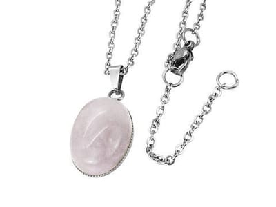 Amanto Ketting Dilin - 316L Staal - Natuursteen - 19x14mm - 50cm