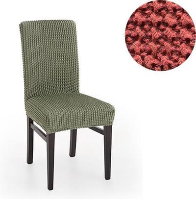 Belmarti® Stoelhoes Milos Steenrood - Stoelhoezen voor eetkamerstoelen met hoge rugleuning - Extreme Stretch stoelhoezen - Antistatisch: geen geknetter - Ademend Katoen: geen zweten
