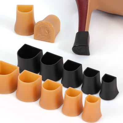 Daity 10 paar - Hakbeschermers - vervangbare rubberen hakjes - antislip en duurzame TPU-hakbeschermers - ook geschikt voor laarzen (maten XX/XS/S/M/L, zwart/bruin) - Vermindert geluid en voorkomt slijtage aan stilettohakken.