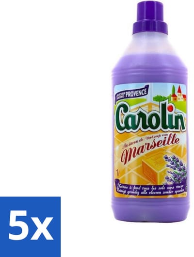 5 x Carolin - Marseille Provence - Vloerreinigingsmiddel - Tegelreiniger - 1 L - Tegelreiniger - Vloerreiniger - Marseillezeep - Vloer Reinigen - Vloer Reinigingsmiddel