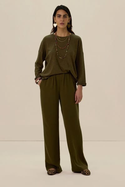 Sissy-Boy - Donkergroene mid waist jersey broek