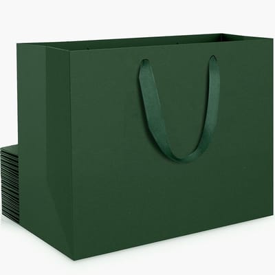 Extra Grote Cadeautas - 20 stuks Donkergroene Papieren Zakken met Handvatten - XL 40x15x30cm 230GSM Cadeautassen Papieren Feesttassen Verpakkingstassen