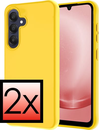 Hoesje - 2 Stuks - Geschikt voor Samsung Galaxy A25 - Sterk & Shockproof - Case Siliconen - Back Cover - Telefoon Hoes - Geel