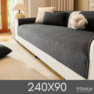 Teddy Bankhoes / Zetelovertrek – 4-Zits 240x90 - Donker Grijs – Pluche Sofa Protector – Zachte Teddy Plaid Beschermhoes voor Bank, Zetel & Salon - Bankhoezen, Bankbeschermer, Cover, Bankkleed, Zetelhoes - Tegen beschadigingen en vlekken