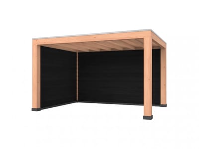 Douglas overkapping, 400 x 300, met achterwand en zijwand, Westwood Modern Basic zwart