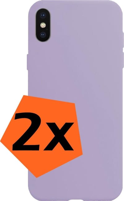 Hoes - 2 Stuks - Geschikt voor Apple iPhone X - Sterk & Shockproof - Case Siliconen - Back Cover - Telefoon Hoes - Lila