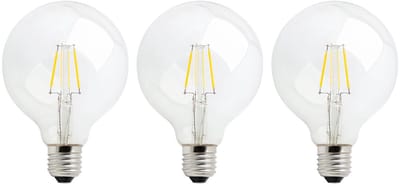 Spectrum LED Lamp E27 - 4W - 230V - 450 Lumen - 2700K Warm Wit - Ø95mm - Voor Plafondlamp, Tafellamp of Vloerlamp - 3 stuks