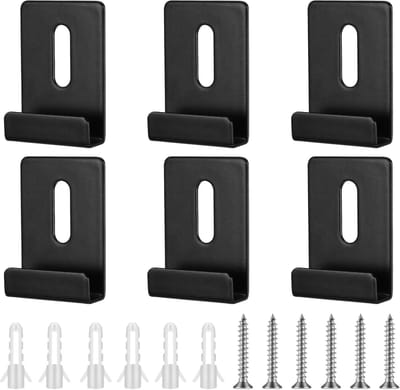 6 stuks metalen spiegelhanger, 1/4 breed kanaal zware spiegel hangende houder clips voor wandmontage, zwarte hangende beugels met schroeven