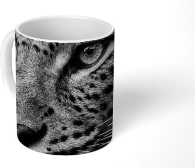 Mok - Koffiemok - Luipaard - Zwart - Wit - Oog - Mokken - 350 ML - Beker - Koffiemokken - Theemok