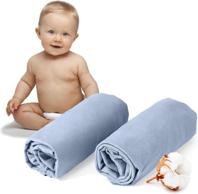 Hoeslaken jersey - Lichtblauw - 40 x 90 cm - 100% Katoen Jersey - Voor Kinderbedden