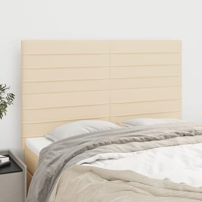vidaXL - Hoofdbord - crème - 144x5x118/128 - cm - stof