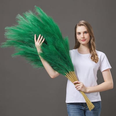 Kunst Pampasgras - Nep Riet - Vloer Decoratie - Volle Takken - 45 Inch - Groen