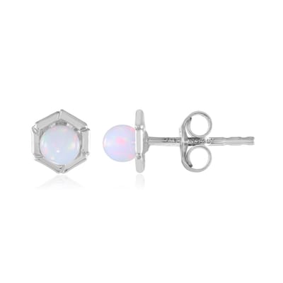 Cavill - Zilveren Oorbellen met Welo-opaal 0,47 ct - 925 Sterling Zilver Geplatineerd - Ronde 4mm Kraaltjes - Modern Elegante Ethiopische Sieraden