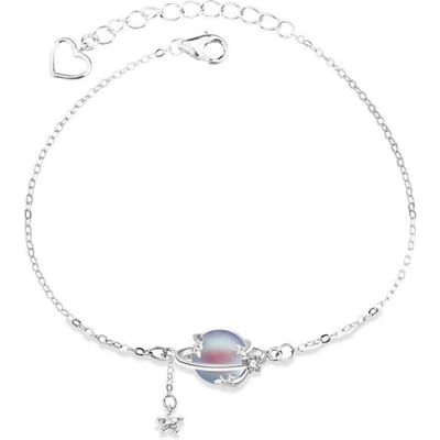Originele 925 Sterling Zilver Maansteen Planeet Armband Dames Mori Fris Niche Ontwerp Kwastje Armband white